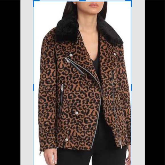 🎁NWT Avec Les Filles Leopard Wool Blend Coat S - Picture 2 of 9